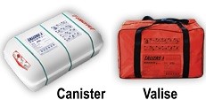 Containers and Valise for Life Rafts